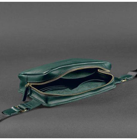 Поясна сумка-бананка Dropbag Maxi шкіряна (зелена) шкіра Krast