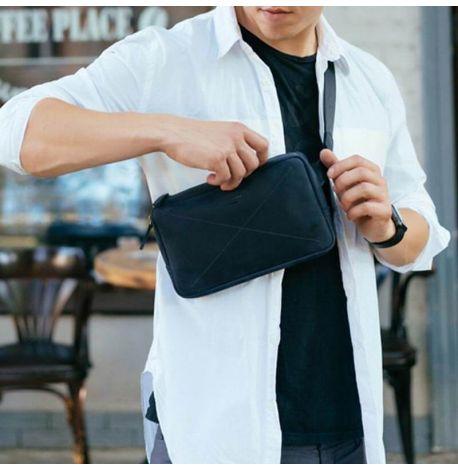 Поясна сумка-бананка Dropbag Maxi шкіряна (темно-синя) шкіра Crazy Horse