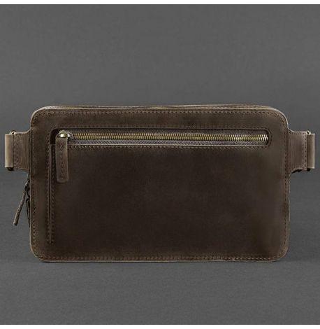 Поясна сумка-бананка Dropbag Maxi шкіряна (темно-коричнева)