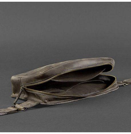 Поясна сумка-бананка Dropbag Maxi шкіряна (темно-коричнева)