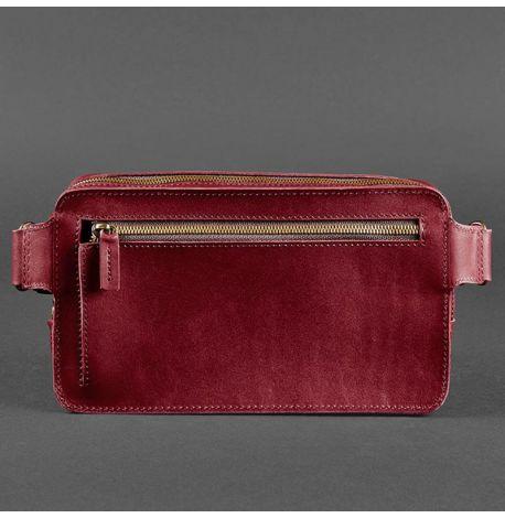 Поясная сумка-бананка Dropbag Maxi кожаная (бордовая) кожа Krast