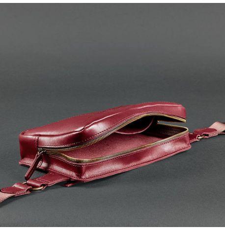 Поясная сумка-бананка Dropbag Maxi кожаная (бордовая) кожа Krast