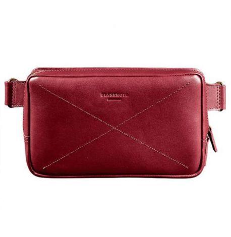 Поясная сумка-бананка Dropbag Maxi кожаная (бордовая) кожа Krast