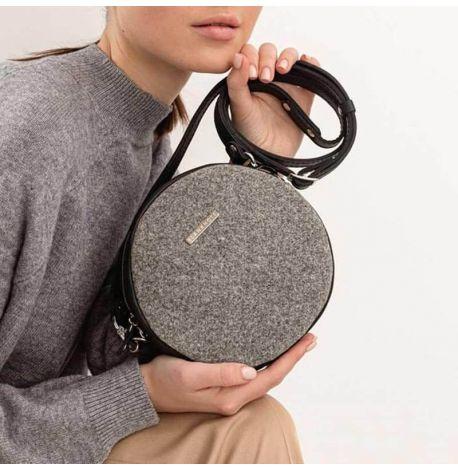 Жіноча фетрова сумка зі шкіряними вставками Tablet (сіра-чорна)