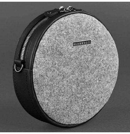 Жіноча фетрова сумка зі шкіряними вставками Tablet (сіра-чорна)