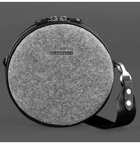 Жіноча фетрова сумка зі шкіряними вставками Tablet (сіра-чорна)