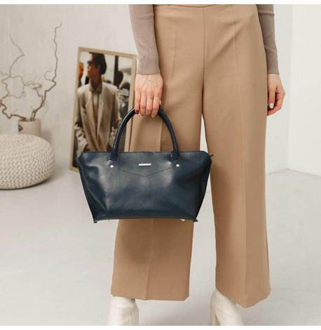 Сумка кожаная женская Midi (темно-синий)