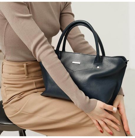 Сумка кожаная женская Midi (темно-синий)