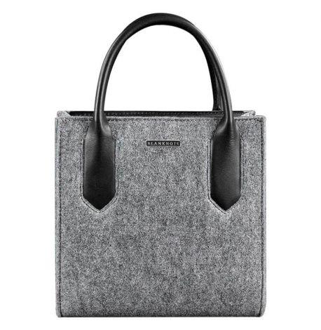 Жіноча фетрова сумка крос-боді зі шкіряними вставками (сіра-чорна)