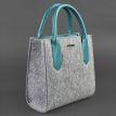 Жіноча фетрова сумка крос-боді зі шкіряними вставками (сіра-бірюзова)