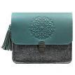 Жіноча фетрова сумка зі шкіряними вставками «Лілу» (сіра-бірюзова)