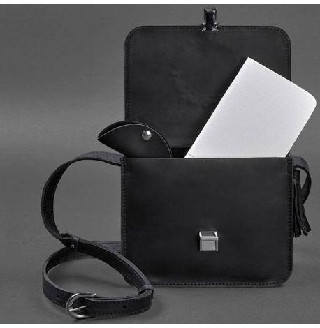 Женская кожаная сумка "Лилу" (черная) кожа Crazy horse