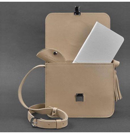 Женская кожаная сумка «Лилу» (бежевая)