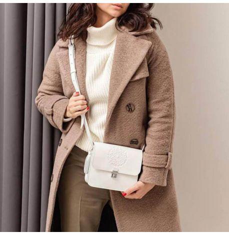 Женская кожаная сумка «Лилу» (белая) кожа krast