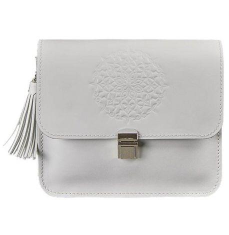 Женская кожаная сумка «Лилу» (белая) кожа krast