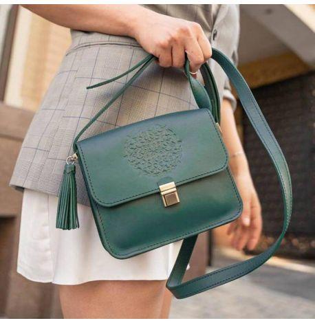 Женская кожаная сумка "Лилу" (зеленая) кожа krast