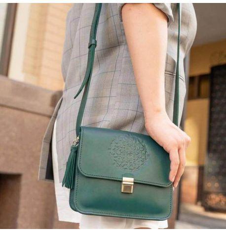 Женская кожаная сумка "Лилу" (зеленая) кожа krast