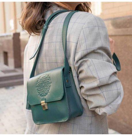 Женская кожаная сумка "Лилу" (зеленая) кожа krast