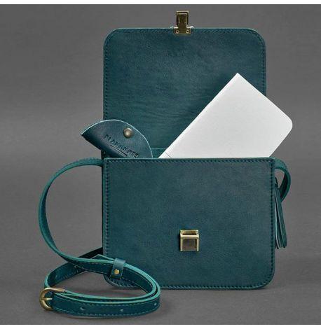 Женская кожаная сумка "Лилу" (зеленая) кожа krast