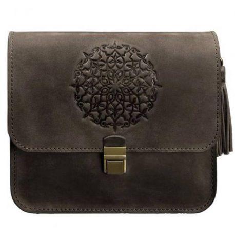 Женская кожаная сумка "Лилу" (темно-коричневая)