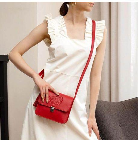 Женская кожаная сумка «Лилу» (красная) кожа krast