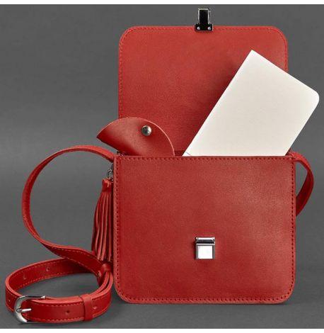 Женская кожаная сумка «Лилу» (красная) кожа krast