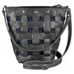Женская кожаная плетеная сумка «Пазл М» (черная) кожа Crazy Horse