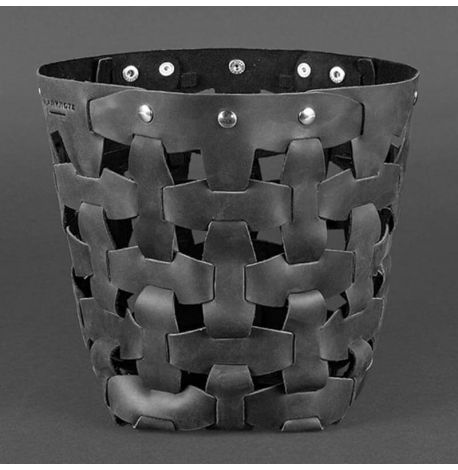 Женская кожаная плетеная сумка «Пазл М» (черная) кожа Crazy Horse