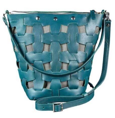 Жіноча шкіряна сумка «Пазл М» (зелена)