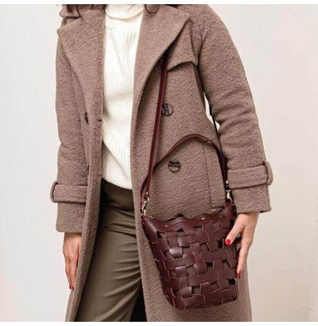 Жіноча шкіряна сумка «Пазл М» (бордова)