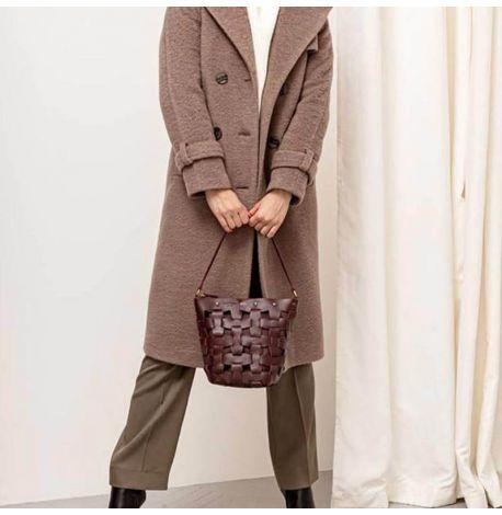 Жіноча шкіряна сумка «Пазл М» (бордова)