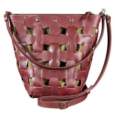 Жіноча шкіряна сумка «Пазл М» (бордова)