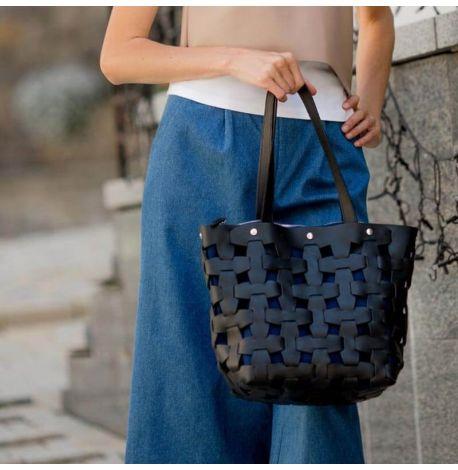 Жіноча шкіряна сумка «Пазл L» (чорна) шкіра Crazy Horse