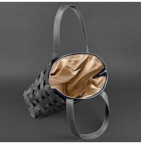 Жіноча шкіряна сумка «Пазл L» (чорна) шкіра Crazy Horse