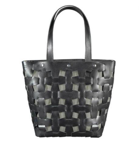Женская кожаная плетеная сумка «Пазл L» (черная)