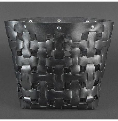 Женская кожаная плетеная сумка «Пазл L» (черная)