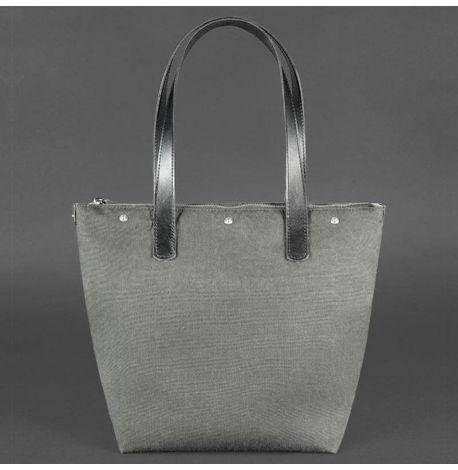 Женская кожаная плетеная сумка «Пазл L» (черная)