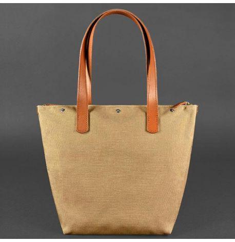 Женская кожаная плетеная сумка «Пазл L» (светло-коричневая)