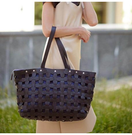 Жіноча шкіряна сумка «Пазл XL» (чорна) шкіра Crazy Horse