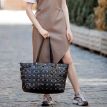 Женская кожаная плетеная сумка «Пазл XL» (черная)