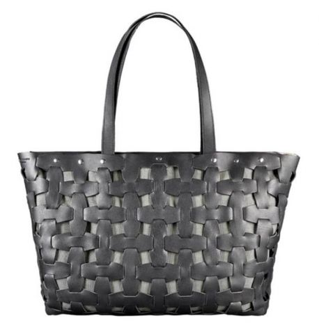 Женская кожаная плетеная сумка «Пазл XL» (черная)