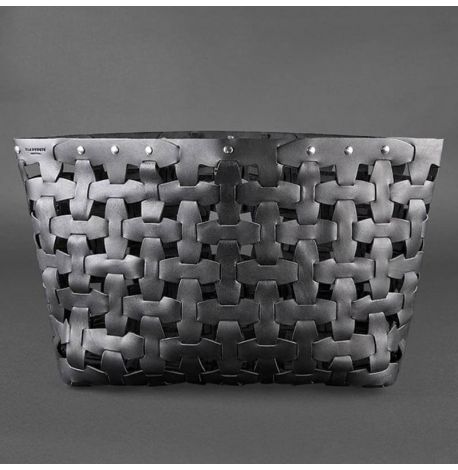 Женская кожаная плетеная сумка «Пазл XL» (черная)