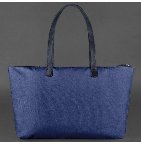 Женская кожаная плетеная сумка «Пазл XL» (темно-синяя) кожа Crazy Horse