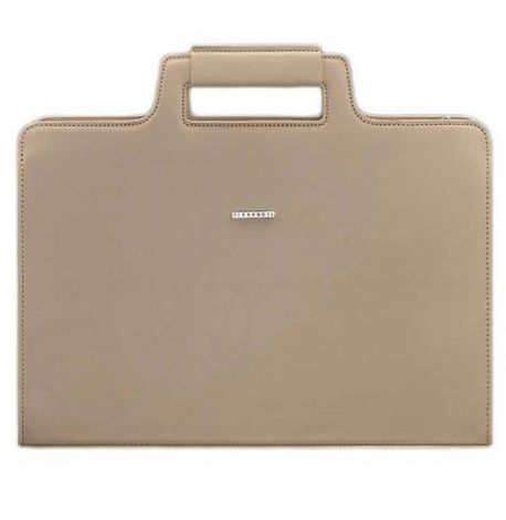 Женская кожаная сумка для ноутбука и документов (бежевый)
