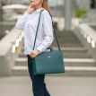Женская кожаная сумка для ноутбука и документов (зеленая)