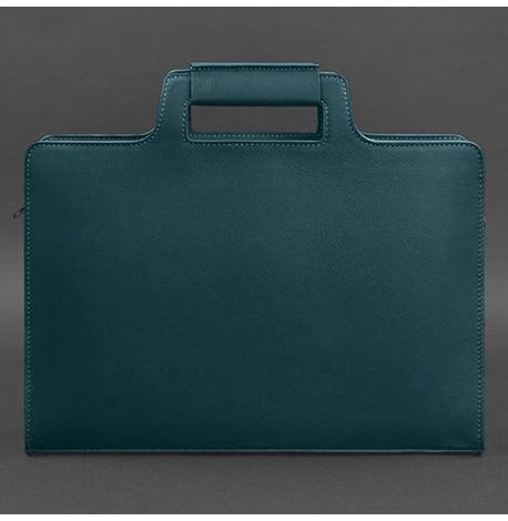 Женская кожаная сумка для ноутбука и документов (зеленая)