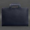 Шкіряна сумка для ноутбука та документів (темно-синя)
