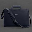 Шкіряна сумка для ноутбука та документів (темно-синя)