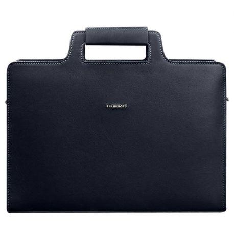 Шкіряна сумка для ноутбука та документів (темно-синя)