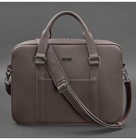 Кожаная сумка для ноутбука и документов (темно-бежевая)